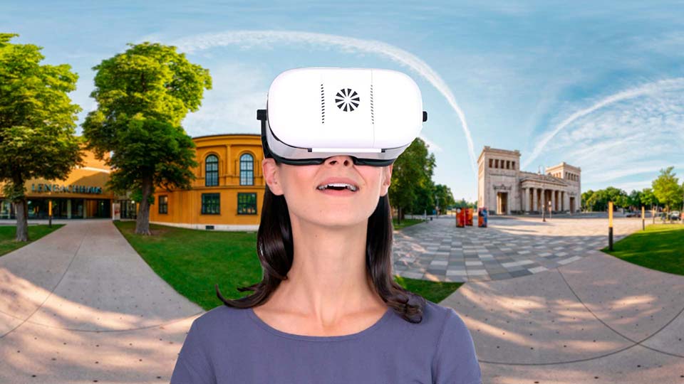 Panorama Rundgang Kunstareal München mit der VR Brille erleben.