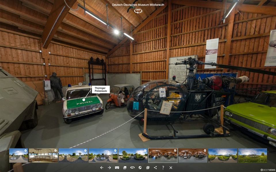 BESTVIEWS-360°-Rundgang-Grenze-Mödlareuth Fahrzeughalle Altbau
