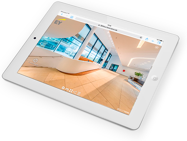 iPad Darstellung virtueller 360° Grad Luxus Studie Rundgang E&Y